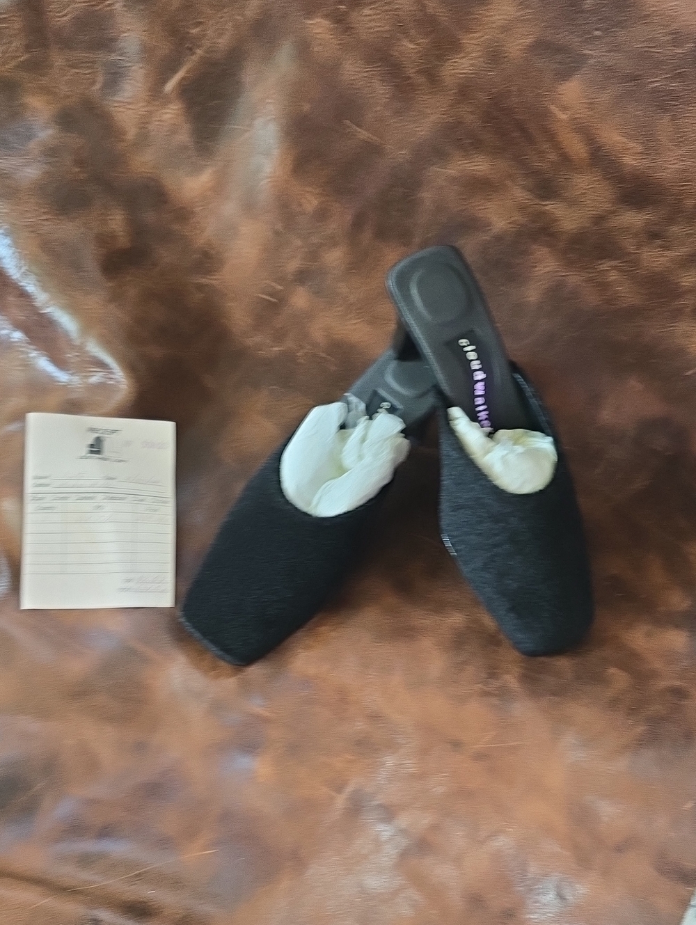 cloudwalkers Black Slip-On Square Toe Mules Vintage Womens Size 7